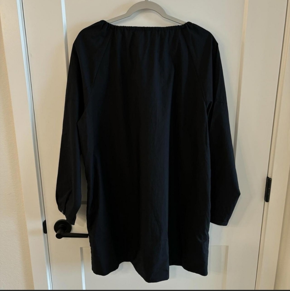New❣️Tie-Neck Poplin Mini Dress (BLACK) - Picture 6 of 7